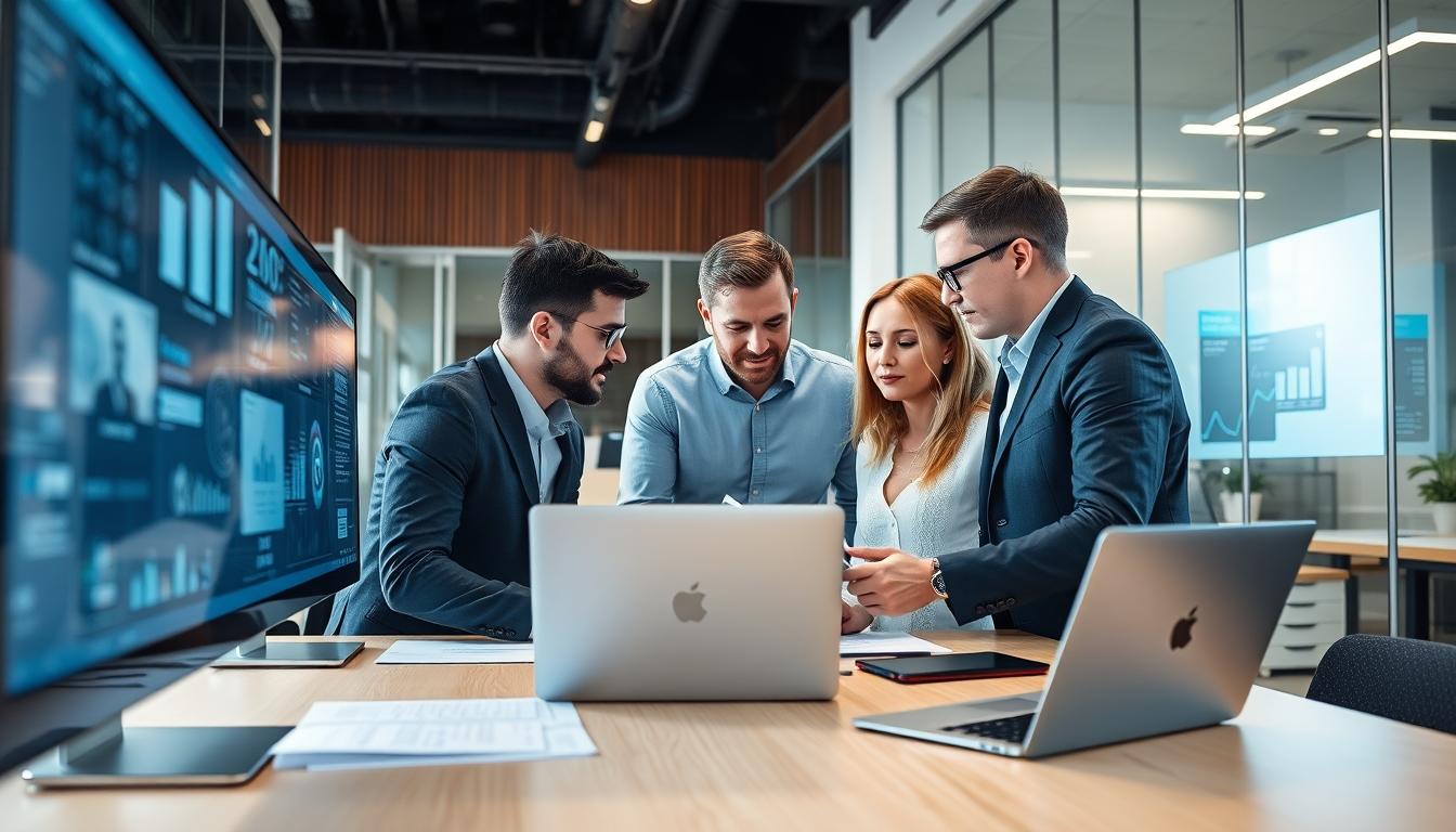 Business software development team collaboration